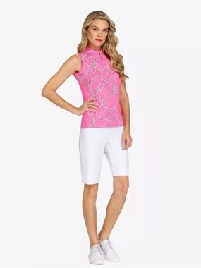 Tail Bright Pink Sleeveless Printed Golf Top Alina Sweet Twist P to P 17.5